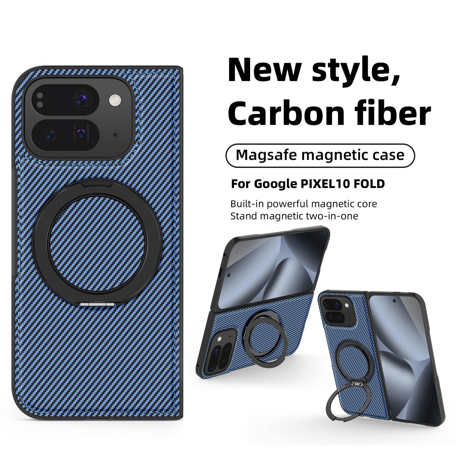 New style, Carbon fiber Magsafe magnetic case For Google PIXEL10 FOLD Built-in powerful magnetic core Stand magnetic two-in-one