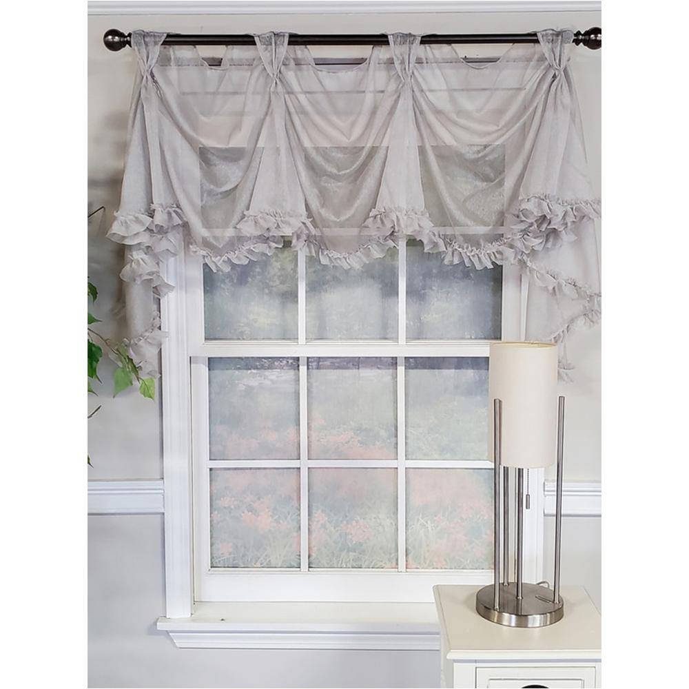 Angle. RLF Home - RLF Home Luxurious Modern Design Classic Sheers Victory Swag 3-Scoop Window Valance 50" x 25" Silver - Silver.