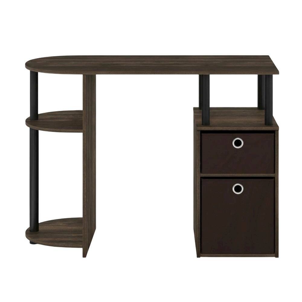 Back. BisonOffice - Columbia Walnut and Black Study Desk with Drawer Bins for Home Office - Columbia Walnut/Black/Dark Brown.