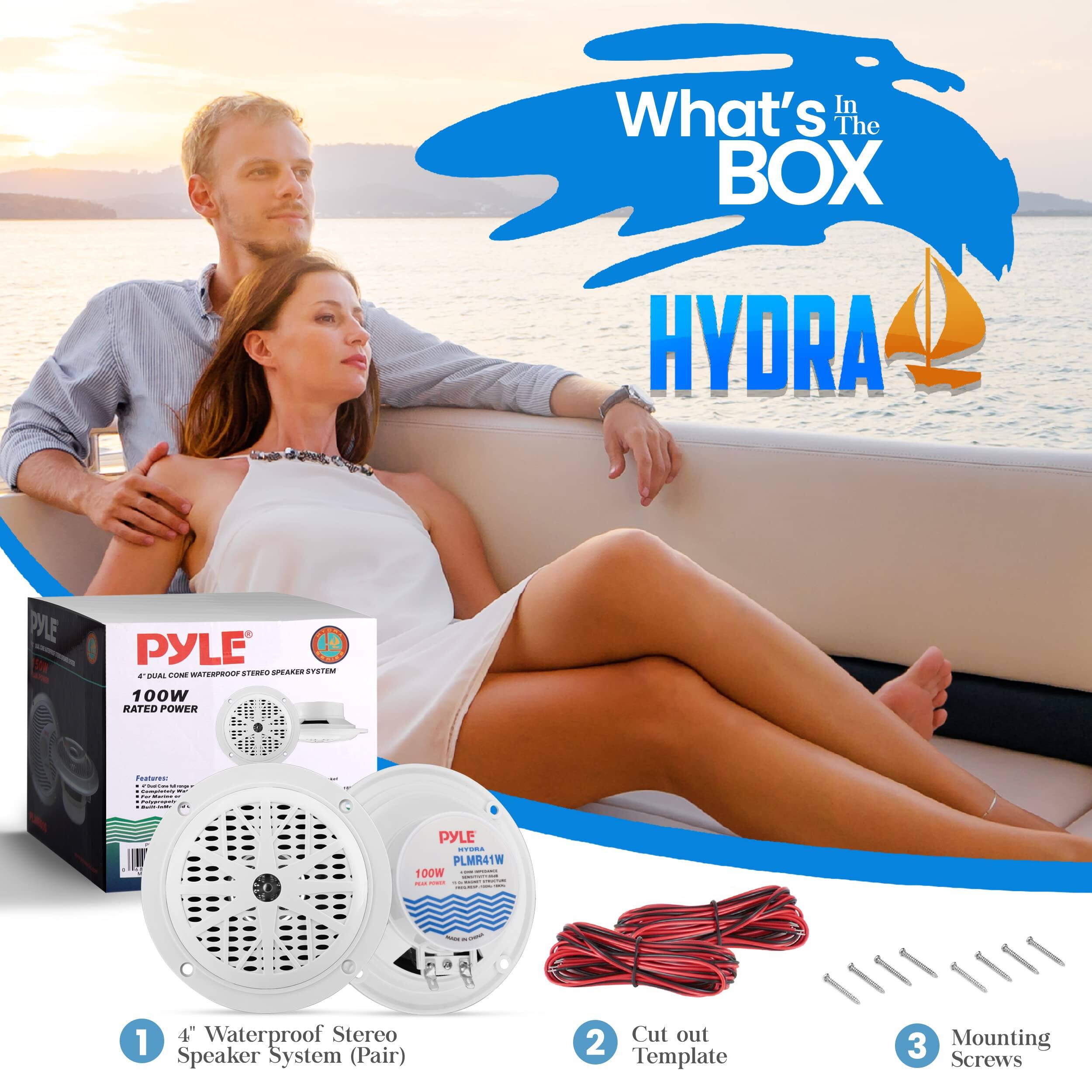 What's In The BOX HYDRA PYLE 100W RATED POWER Speaker System (Pair) Cut out Template Mounting Screws