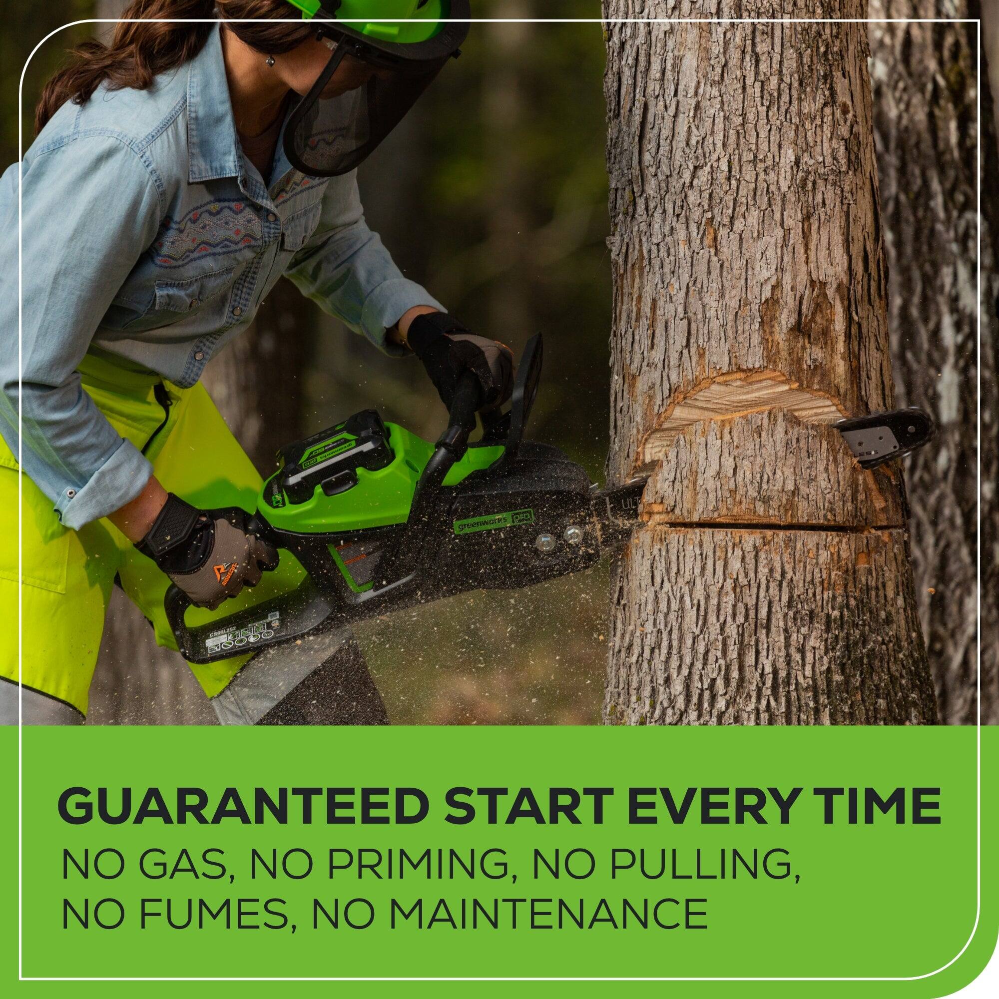 Guaranteed Start Every Time: No Gas, No Priming, No Pulling, No Fumes, No Maintenance.