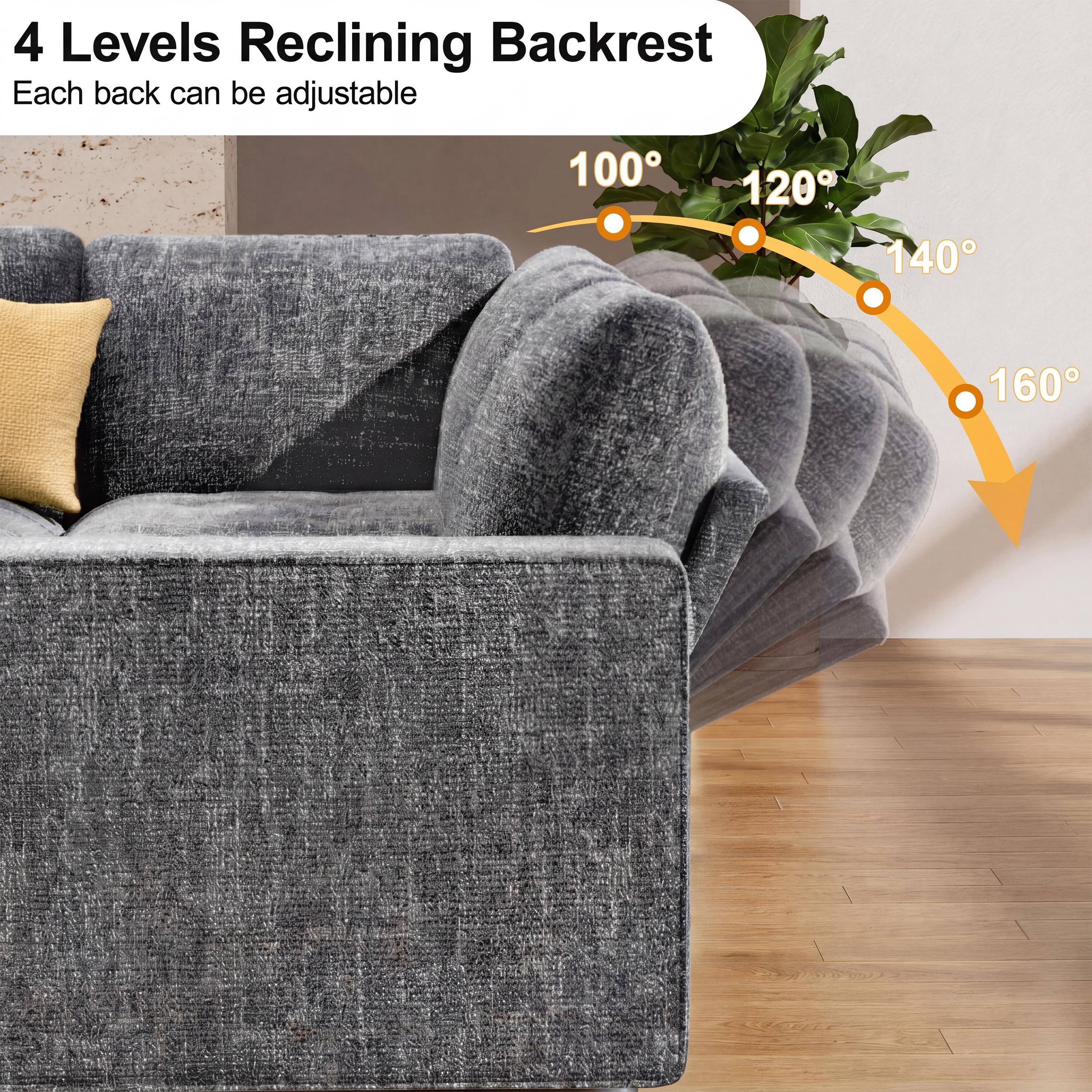 4 Levels Reclining Backrest  
Each back can be adjustable  
100° 120° 140° 160°