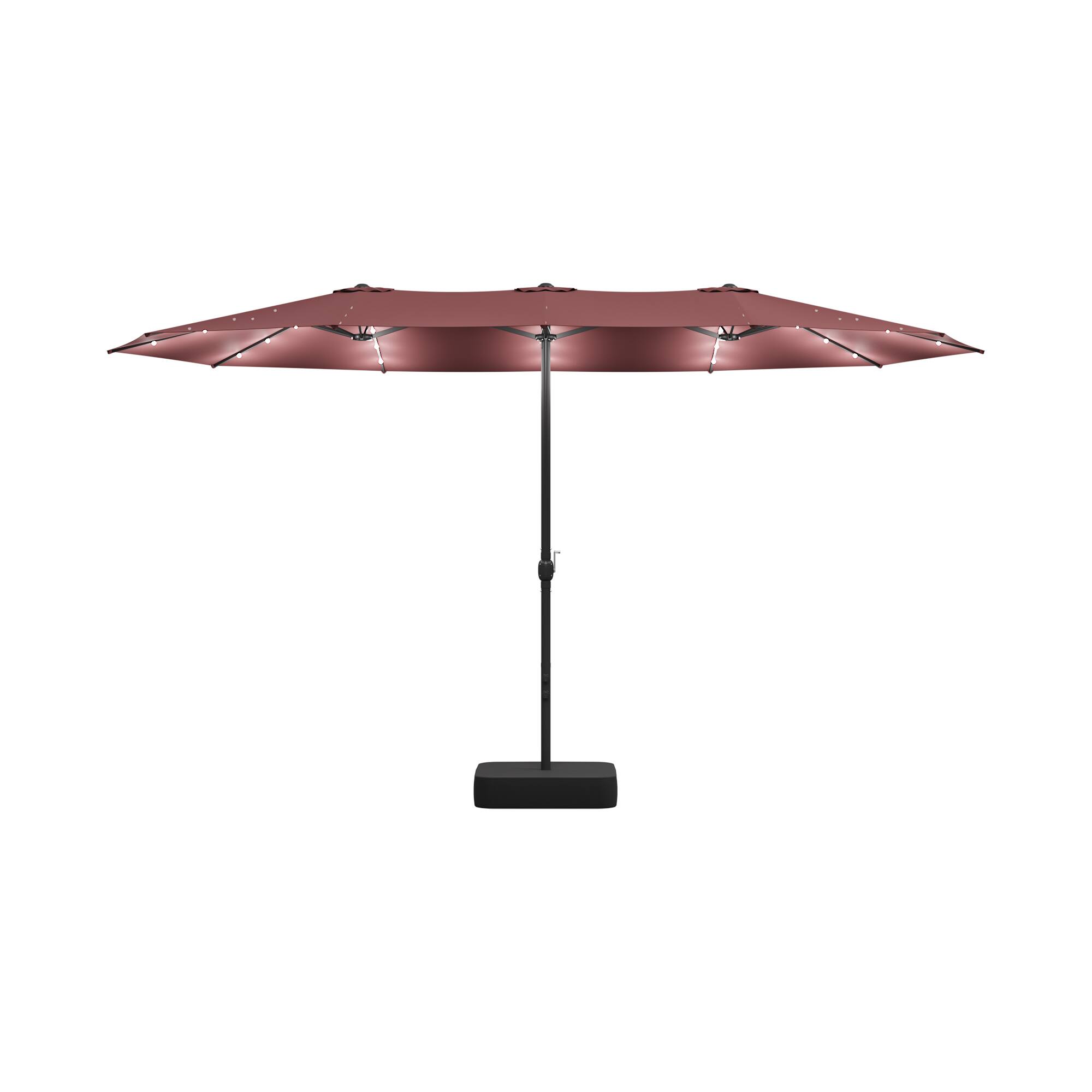 Alt View 7. Famapy - Large Rectangular Outdoor Patio Umbrella with Integrated Edge LED Lights Day-to-Night Shade Multiple Colors - Burgundy.