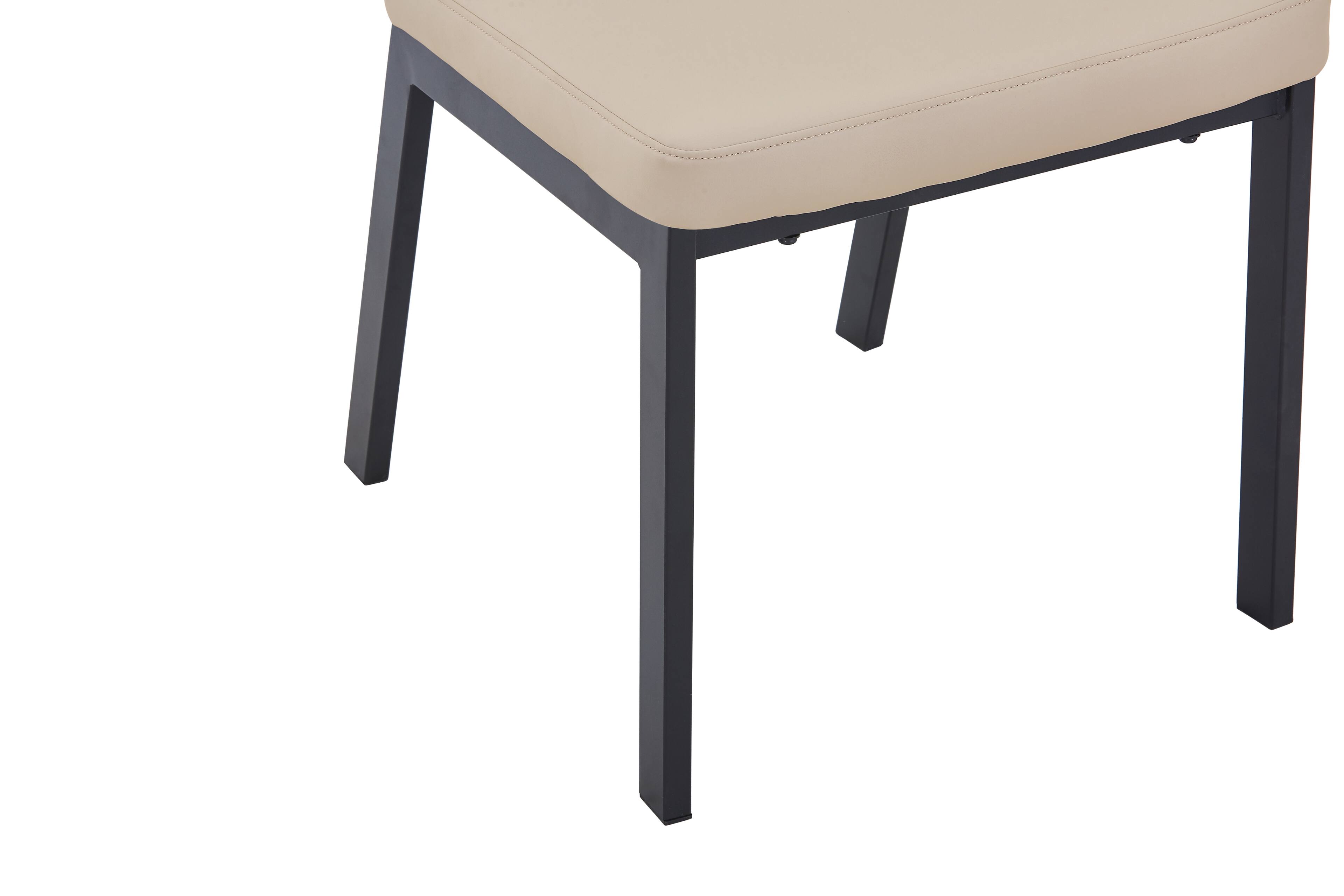 Alt View 5. LeisureMod - Teres 2-PCS Modern Curved Leather Dining Chair with Steel Legs & Signature Metal Accent Band, Poplar Wood Core - Soft Taupe.