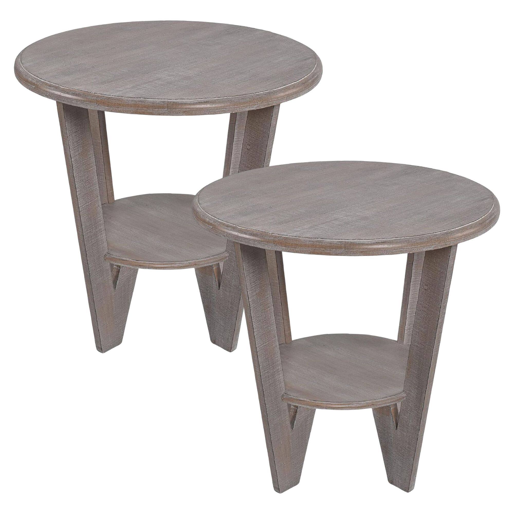 Front. COZAYH - COZAYH Rustic Farmhouse Wooden End Table & Storage Shelf, Vintage Grey, Set of 2 - Vintage Grey.