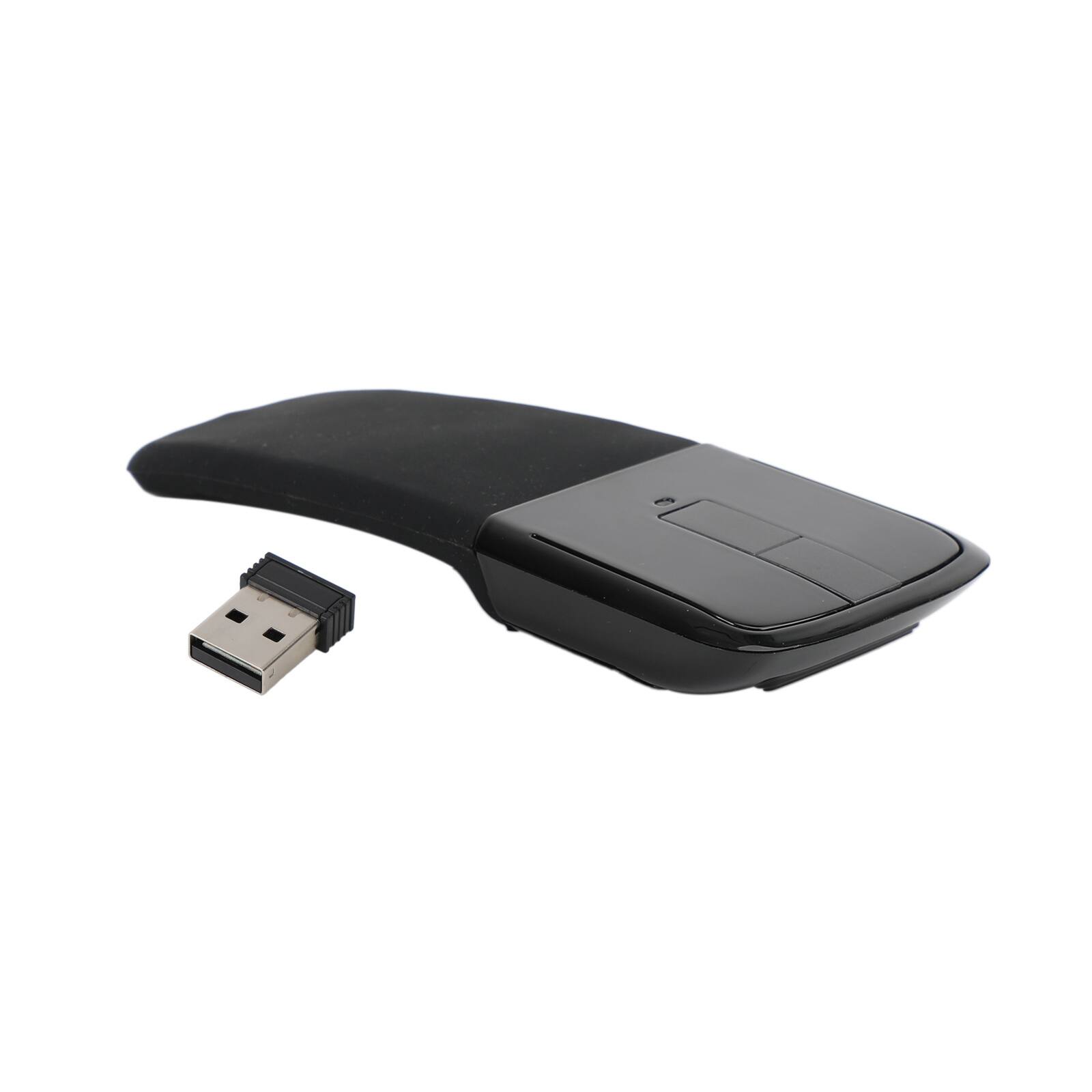 Left. Topteng - Foldable Arc Touch Wireless Mouse - 2.4GHz USB, Curves to Turn On/Off, Portable for Travel & Laptop - Black.