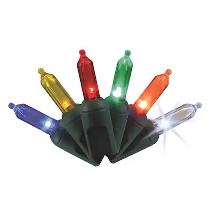 Front. Celebrations - Platinum LED T5 Multicolored 50 ct String Christmas Lights 25 ft. - Multicolored.