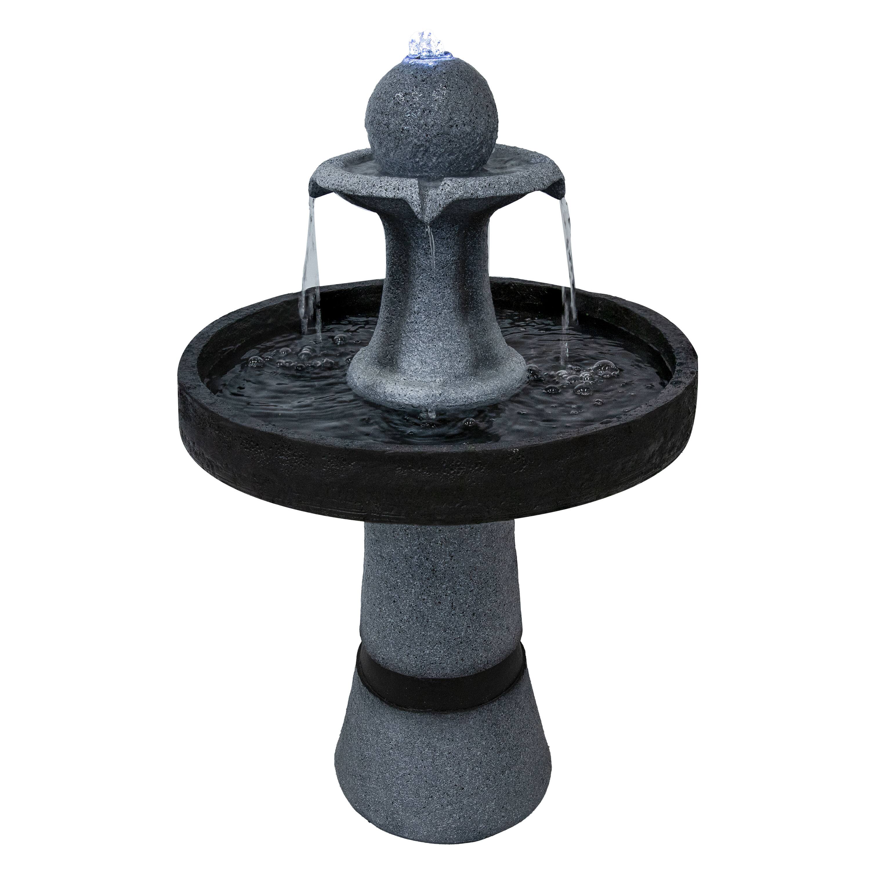 Alt View 8. Sunnydaze - Contemporary 2-Tone Outdoor Water Fountain with Light - 29.5" - Gray.