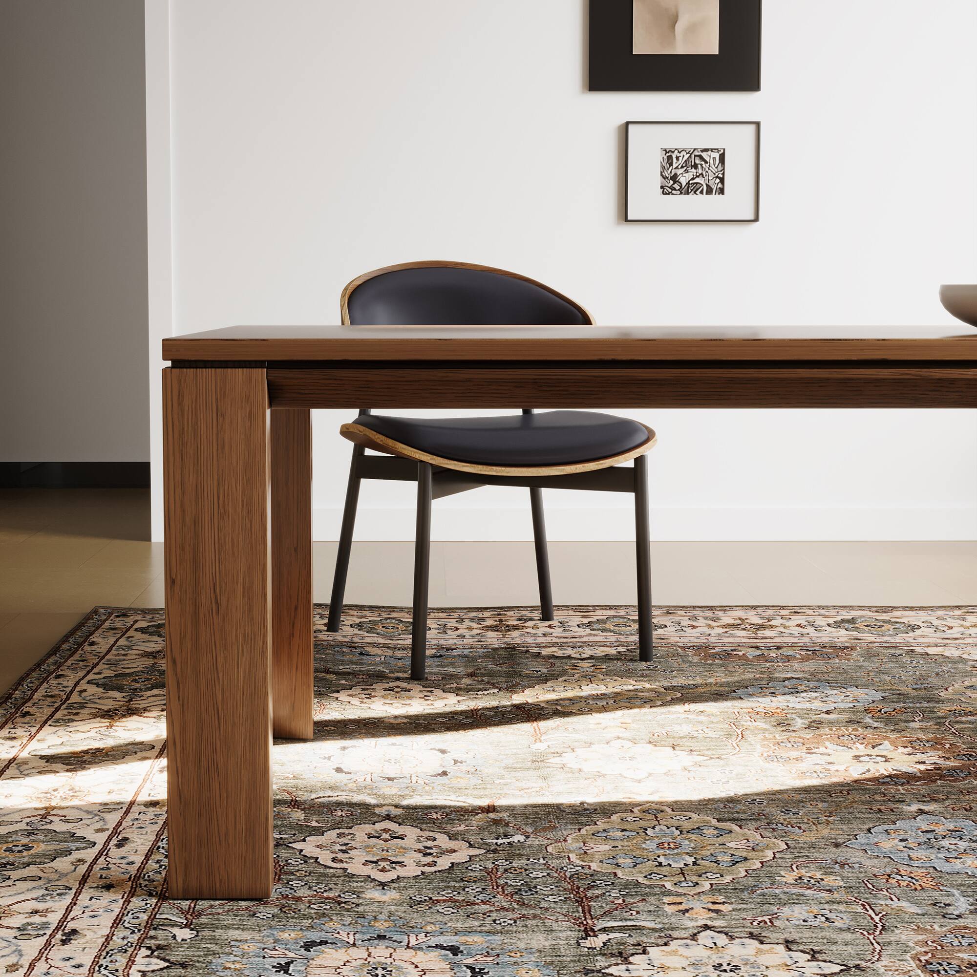 Alt View 2. luck idea - 70.86" Solid wood long dining table, suitable for 8-10 people,Modern Mid-Century Kitchen Dinner Tables - Walnut color.