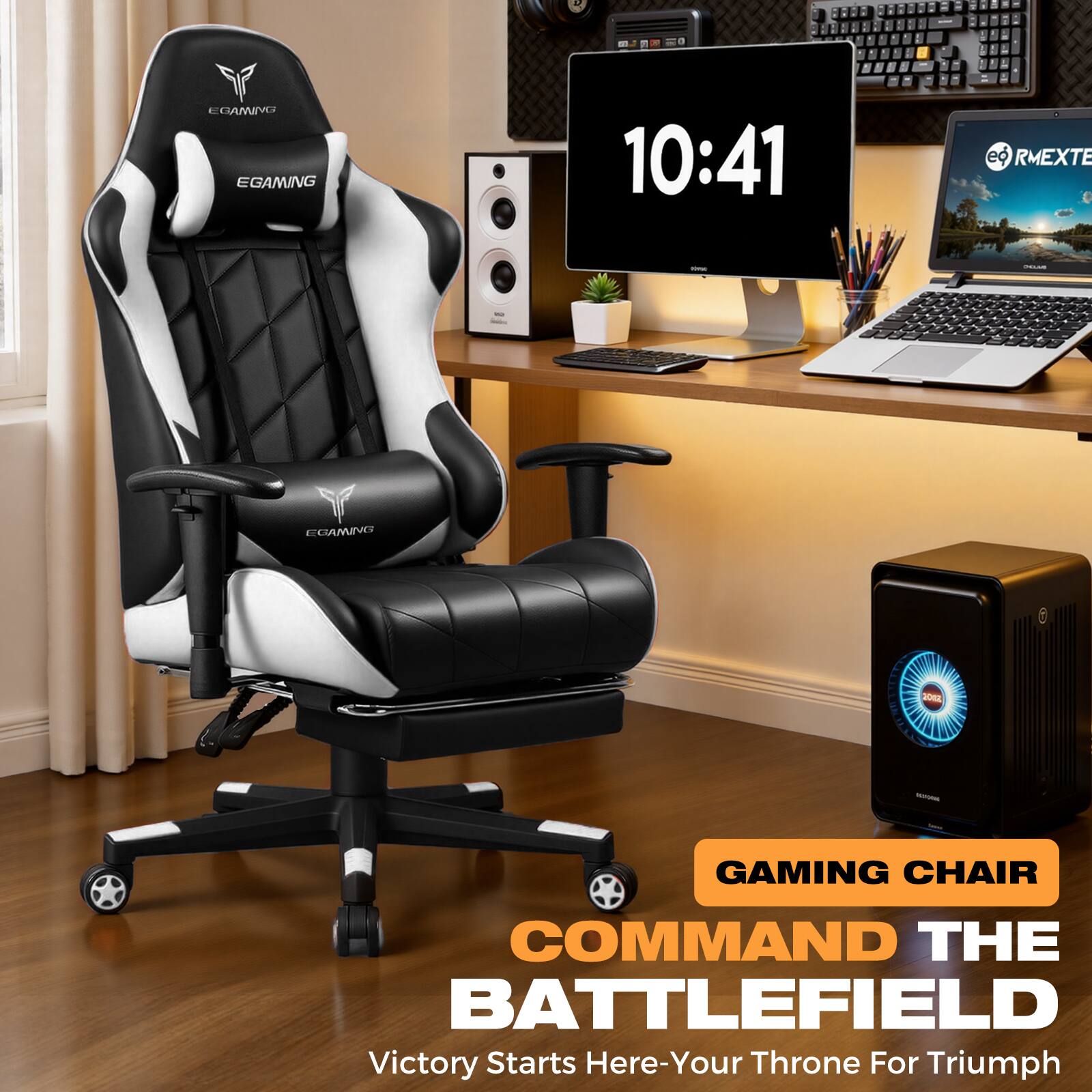 EGAMING  
EGAMING CHAIR  
COMMAND THE BATTLEFIELD  
Victory Starts Here-Your Throne For Triumph