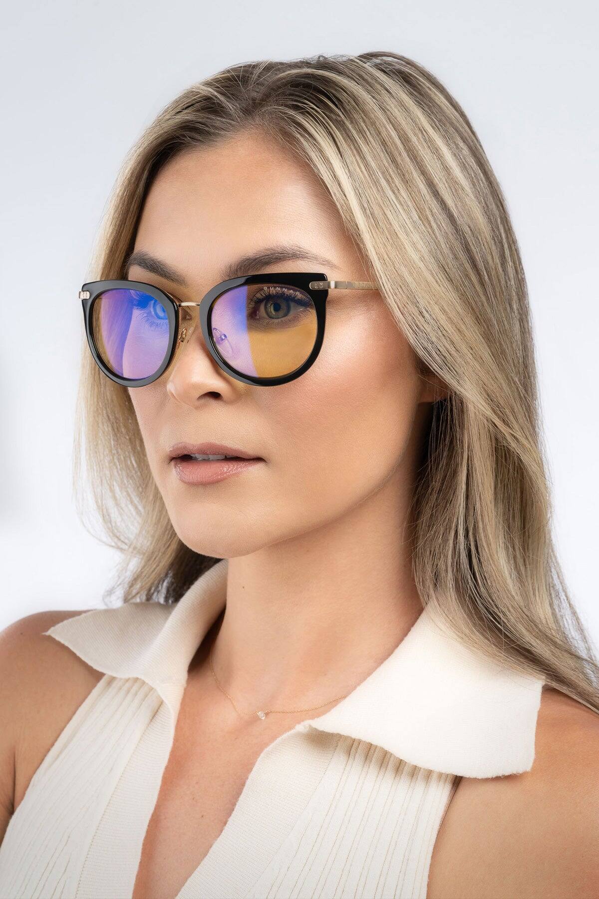 Alt View 4. GUNNAR - GUNNAR Womens Computer Glasses  -  Lahti, Rose Crystal, Clear Lens - Blue Light Blocking, Releive Dry Eye, Anti Glare - Rose Crystal.