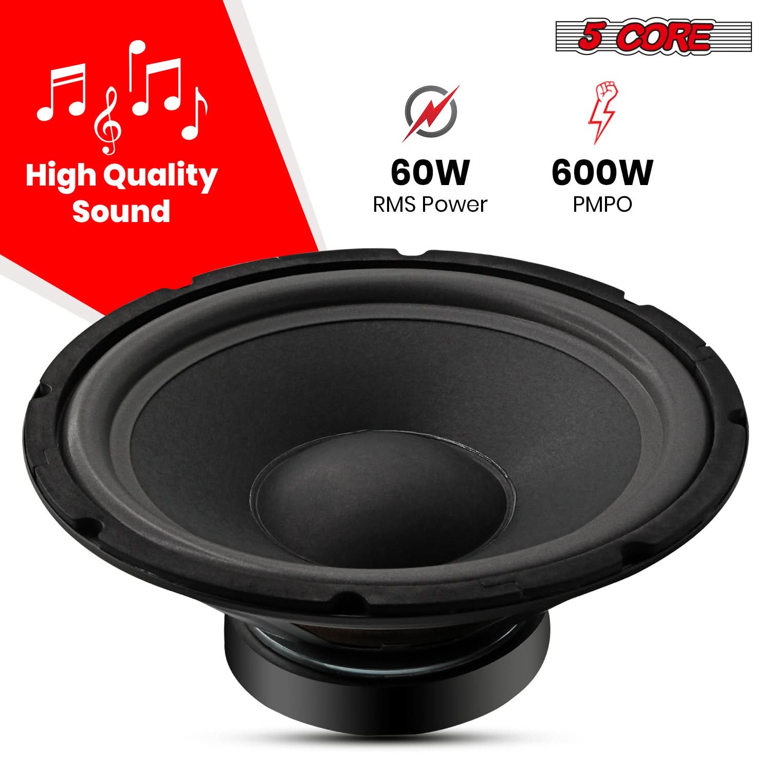 5 CORE, High Quality Sound, 60W RMS Power, 600W PMPO