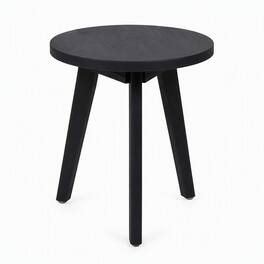 RYHNUYNE - Rustic Dark Grey Round Outdoor End Table,3-Leg Wood Side Table for Patio Garden Balcony - Gray