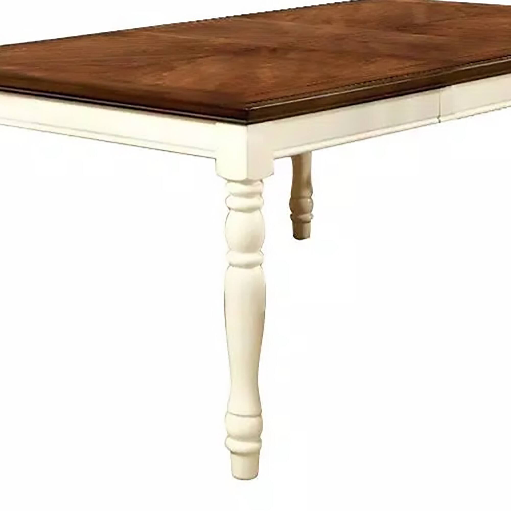 Alt View 2. Manhattan Lane - Harrisburg Cottage Dining Table, Vintage White & Dark Oak Finish - White & Dark Oakh.