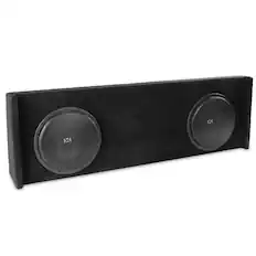 Front. NVX - 2007-2013 Silverado/Sierra Crew Cab Bass Package - Dual 12" Sealed Subwoofer Enclosure & Amplifier Bundle - Black.