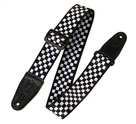 Front. Levy's Leathers - Polyester Guitar Strap, Print Series - 2 inch. Wide - Checkerboard.