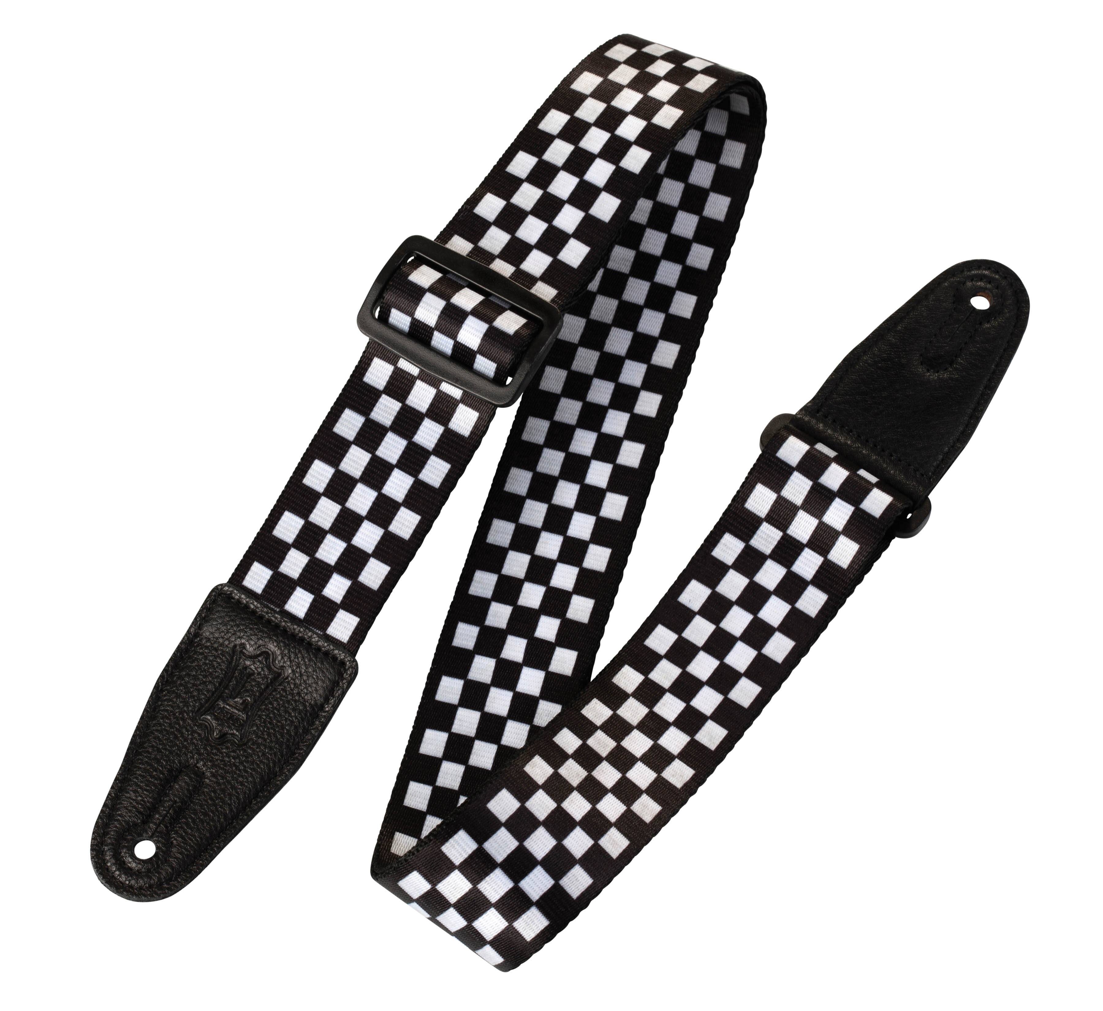 Front. Levy's Leathers - Polyester Guitar Strap, Print Series - 2 inch. Wide - Checkerboard.