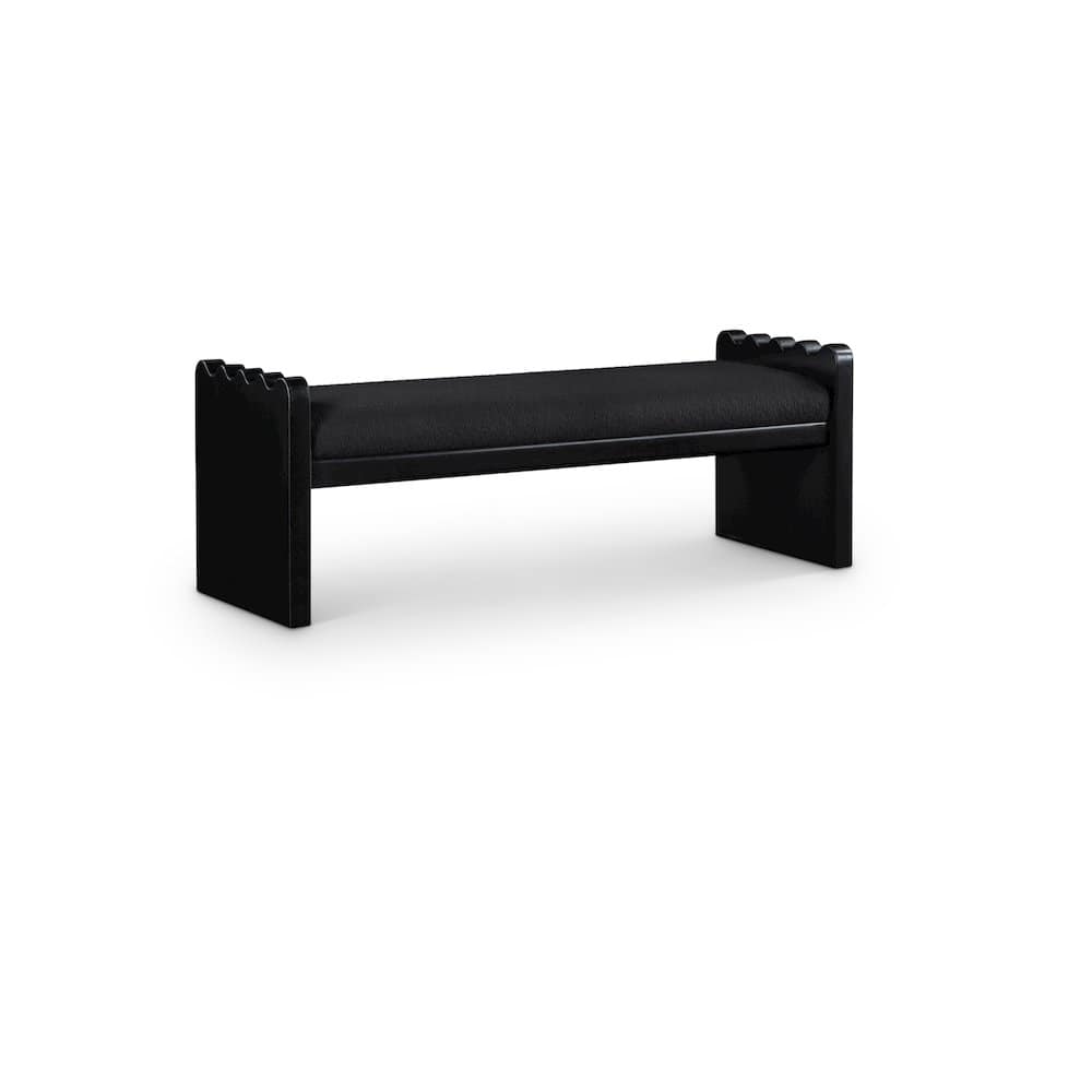 Meridian Furniture - Sonia Velour Fur Fabric Bench - Black