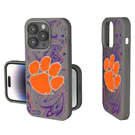 Keyscaper - NCAA - Clemson Tigers Paisley iPhone Soft Touch Case - 15 - Gray