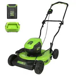 Greenworks - 60V 19" Cordless Battery Push Lawn Mower with 5.0Ah Battery & Charger 2531802 - Green