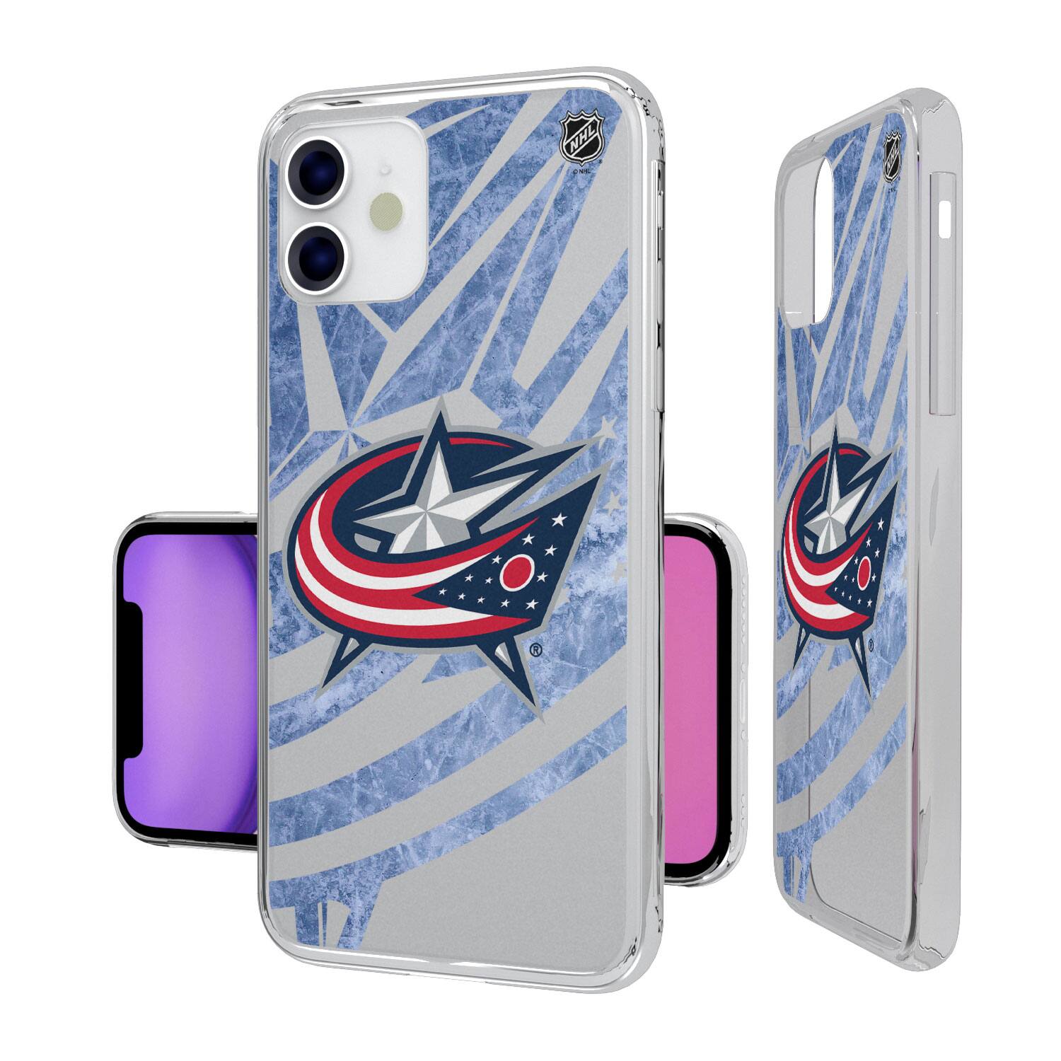 Alt View 1. Keyscaper - Columbus Blue Jackets iPhone Clear Ice Case - 14 Plus - Multicolor.