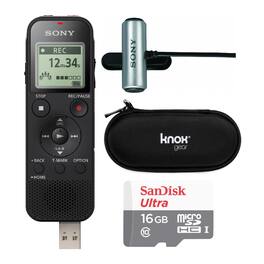 Sony - Digital Voice Recorder with 16GB Card, Microphone, and Case Bundle - ASONICDPX470K3