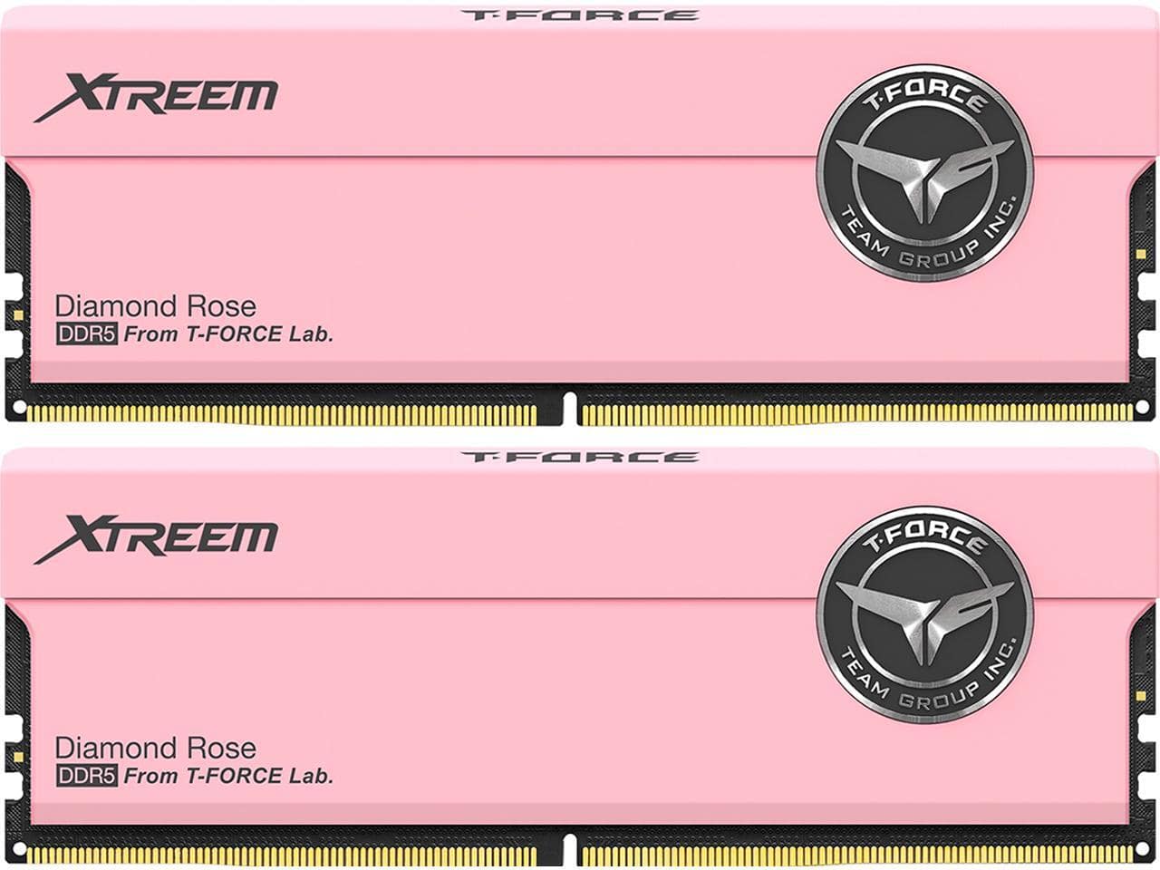 Team Group - Team Xtreem 32GB (2 x 16GB) 288-Pin PC RAM DDR5 7200 (PC5 57600) Desktop Memory Model FFPD532G7200HC34ADC01 - Pink