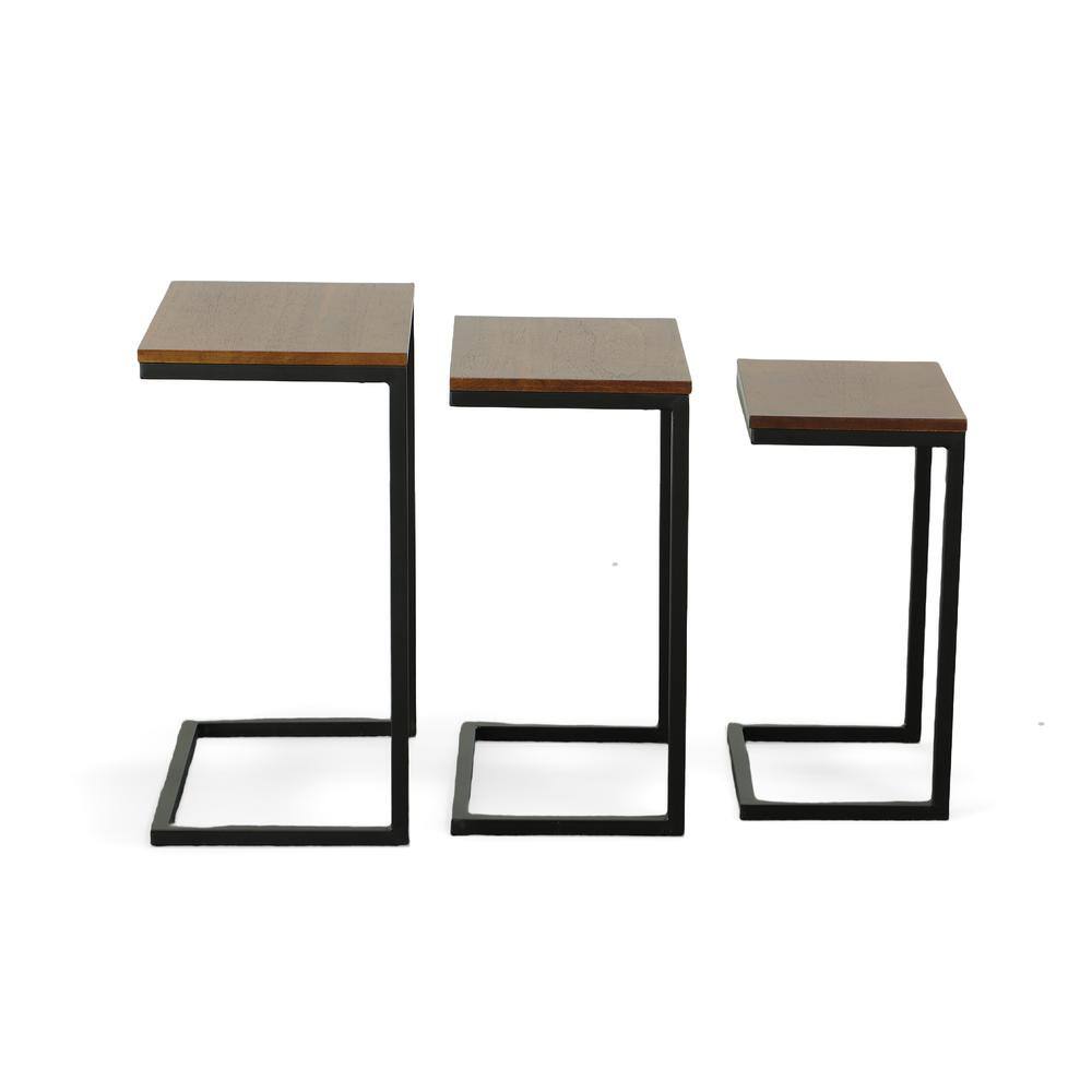 Alt View 4. Carolina Chair & Table - Addison Nesting Table Set - Chestnut Top - Black Base - Chestnut, Black.