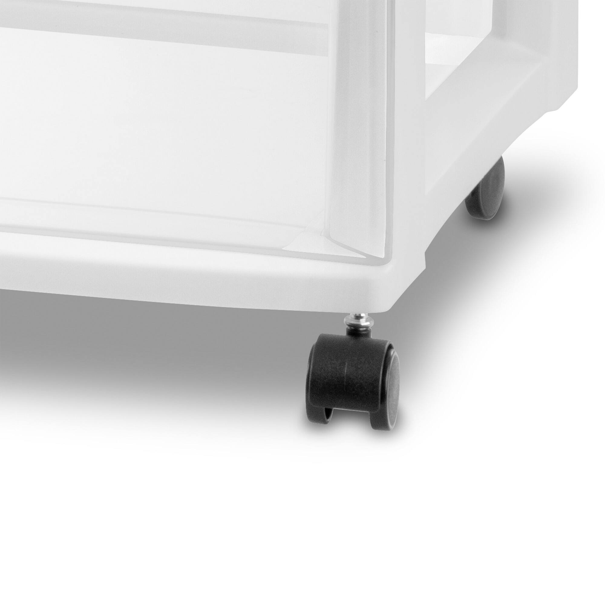 Alt View 4. Sterilite - Sterilite Wide 3 Drawer Storage Cart, Plastic Rolling Organizer, White Frame - White.