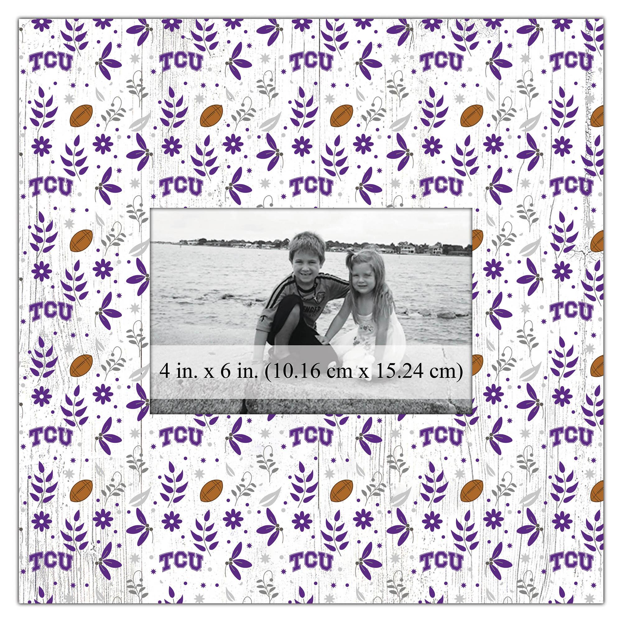 TCU Horned Frogs 10'' x 10'' Floral Pattern Frame