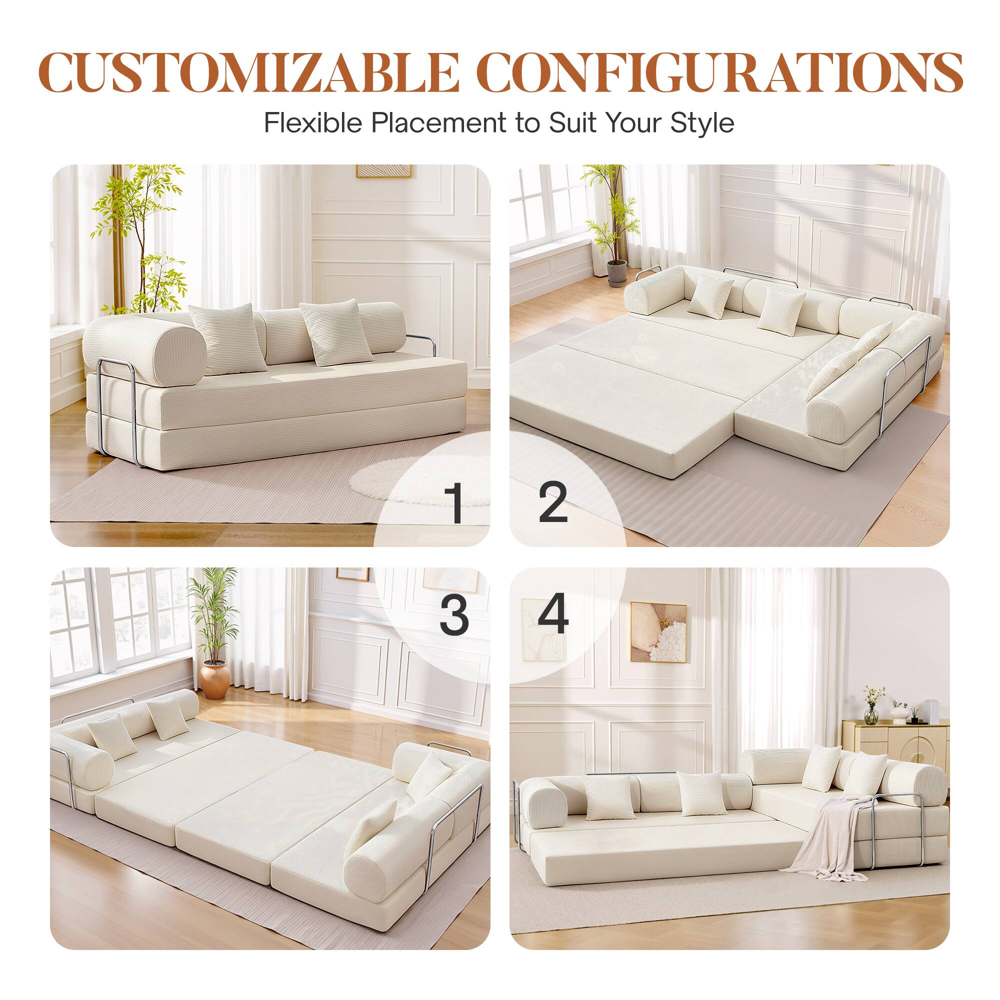 CUSTOMIZABLE CONFIGURATIONS  
Flexible Placement to Suit Your Style  

1  
2  
3  
4