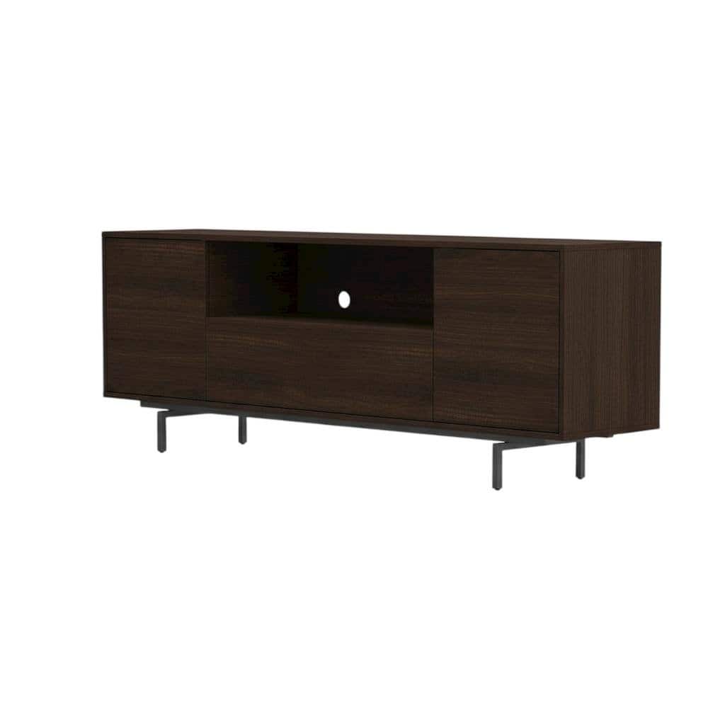 FurniFact - Walnut Laminate TV Console with Modern Design and Engineered Wood - Brown