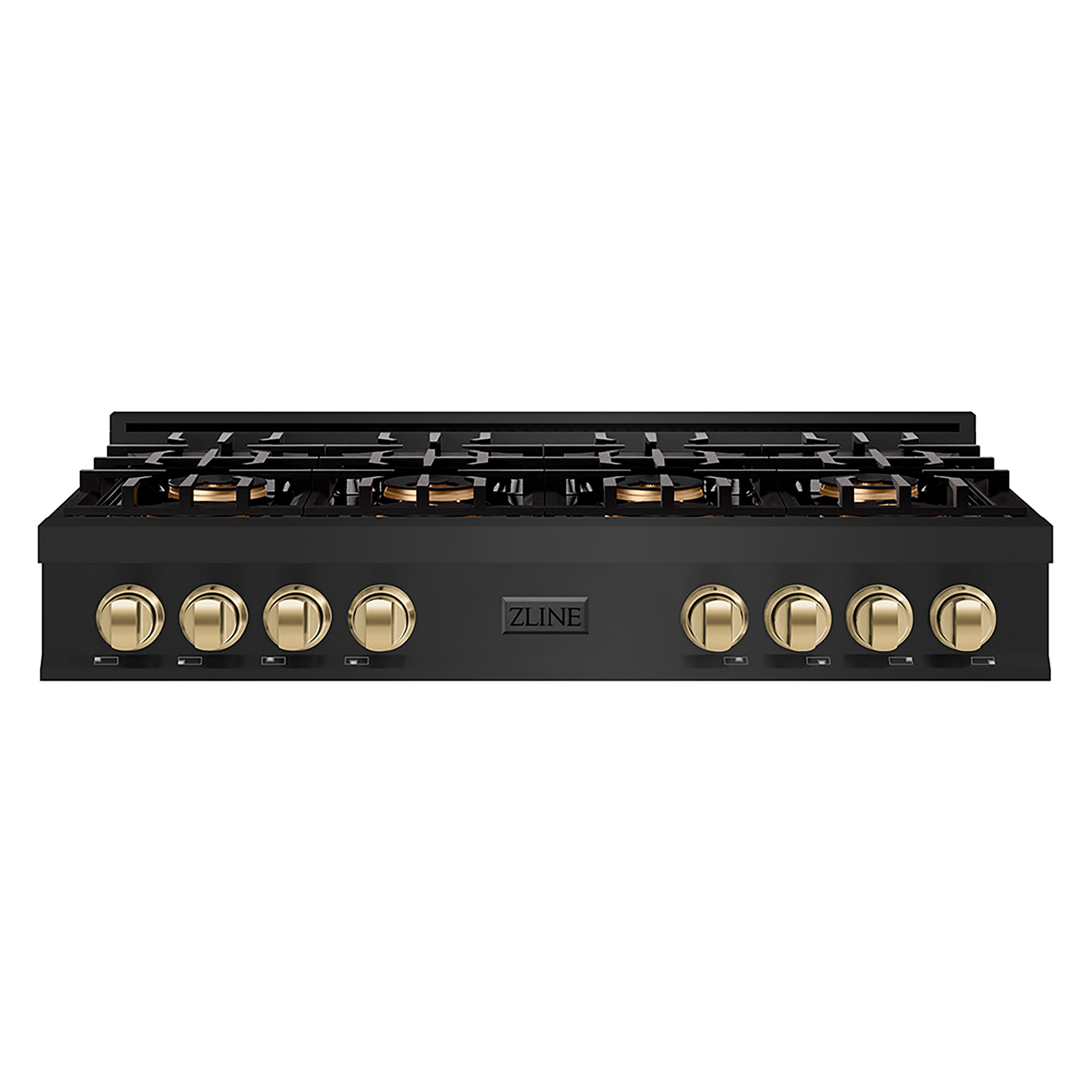 ZLINE Autograph 48 in. Black Stainless Classic Rangetop with 8 DuoPro Burners and Bronze Accents (PCRTBZ-48-CB) Front