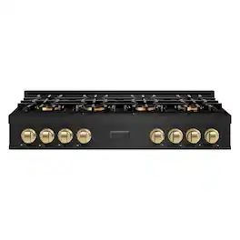 ZLINE - Autograph 48 in. Black Stainless Classic Rangetop with 8 DuoPro Burners and Bronze Accents (PCRTBZ-48-CB) - Black Stainless Steel