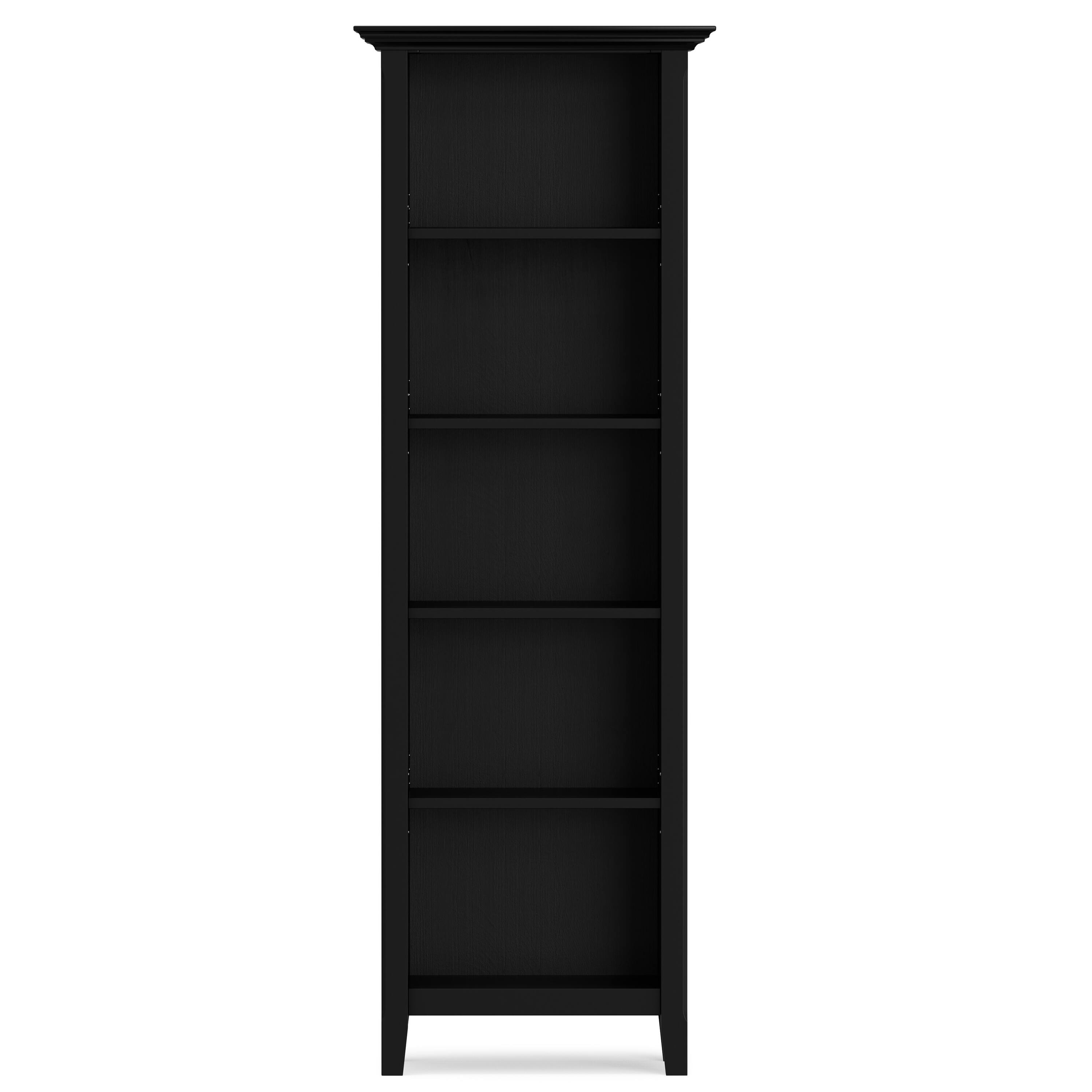 Left. Simpli Home - Amherst 24 inch Wide Solid Wood Transitional 5 Shelf Bookcase in Black - Black.