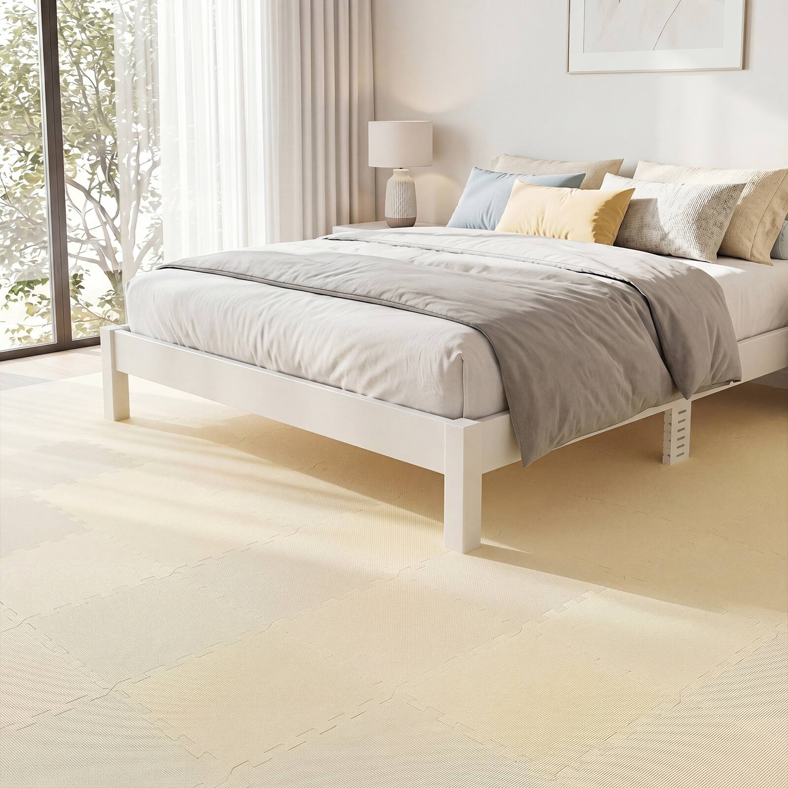 Alt View 4. Gymax - Gymax 54 Pack Interlocking EVA Foam Floor Tiles 2/5 Inch Thick Puzzle Exercise Mats Beige - Beige.
