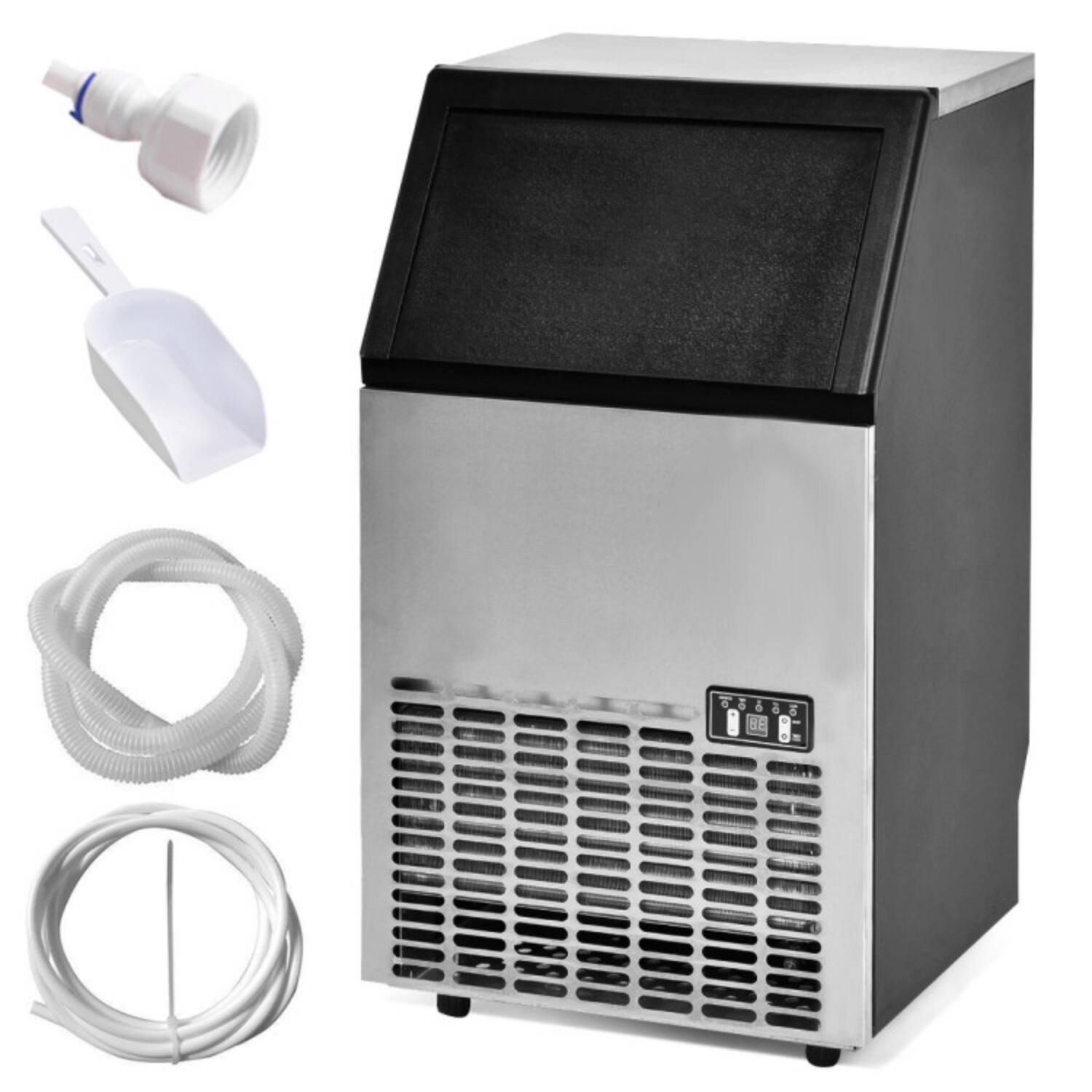 Alt View 5. LUCKY ONE - Portable Built-In Commercial Ice Maker 110 lbs/24h 33 lbs Bin - Silver.