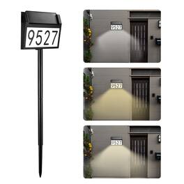 VEVOR - Solar Address Sign, 3 Colors House Numbers for Outsides, Waterproof Illuminated LED Address Plaques with Stakes - Black