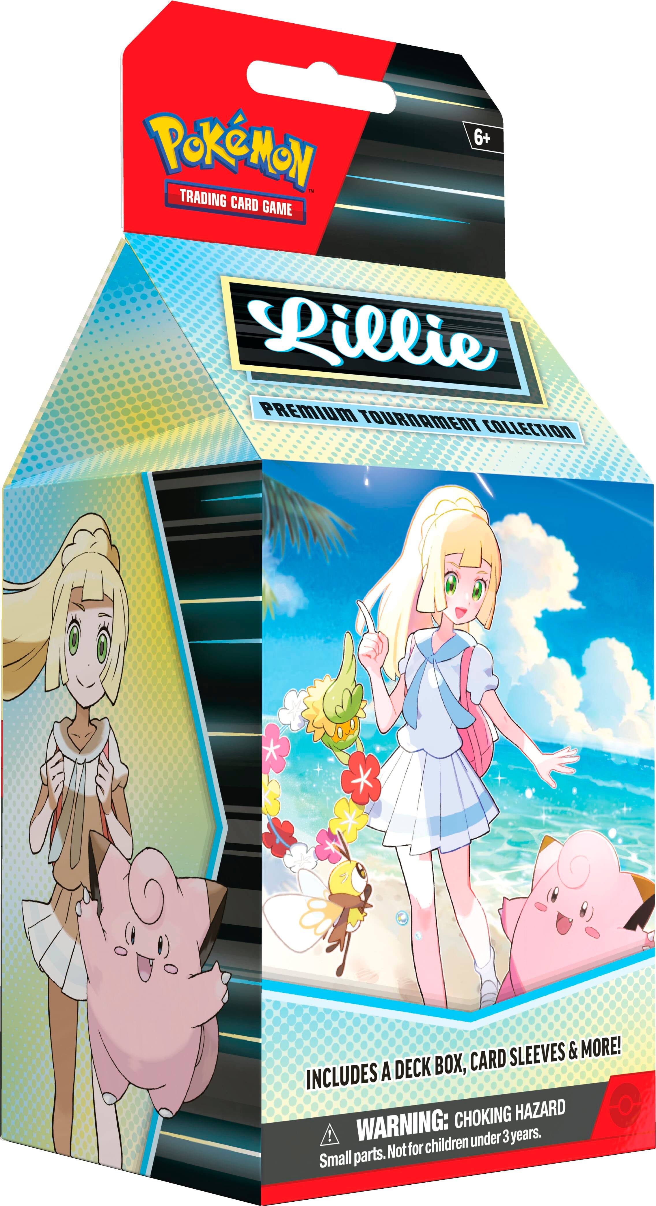 Pokemon Trading Card Game 6+ Lillie Premium Tournament Collection Card Sleeves & More! Includes a Deck Box, Choking Hazard! Warning: under 3 years. Not for children. Small parts.