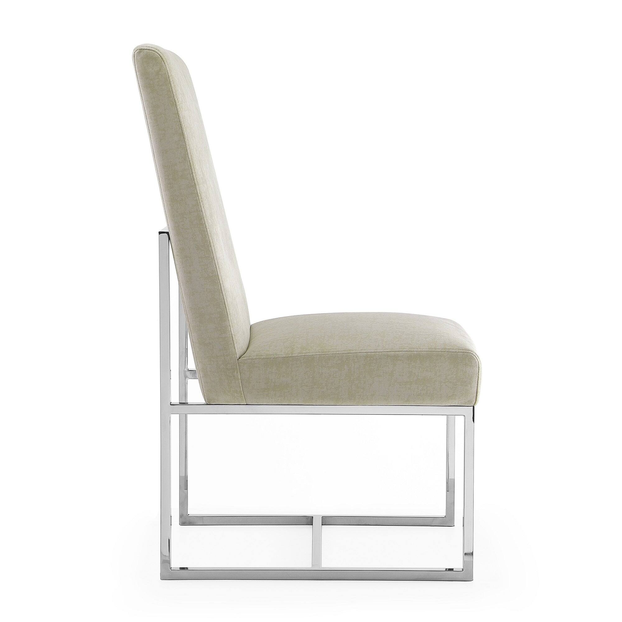 Alt View 1. Manhattan Comfort - Element Modern Metal Velvet Dining Chair - Champagne.