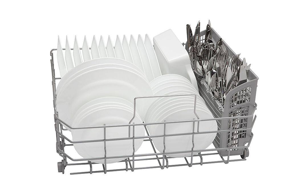 Alt View 11. Bosch - 100 Series 24" Front Control Built-In Hybrid Stainless Steel Tub Dishwasher with PureDry, 50 dBA - White.