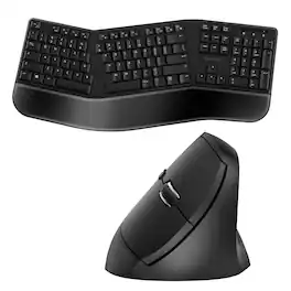 Delton - Wireless Ergonomic Keyboard and Optical Mouse Combo - Black