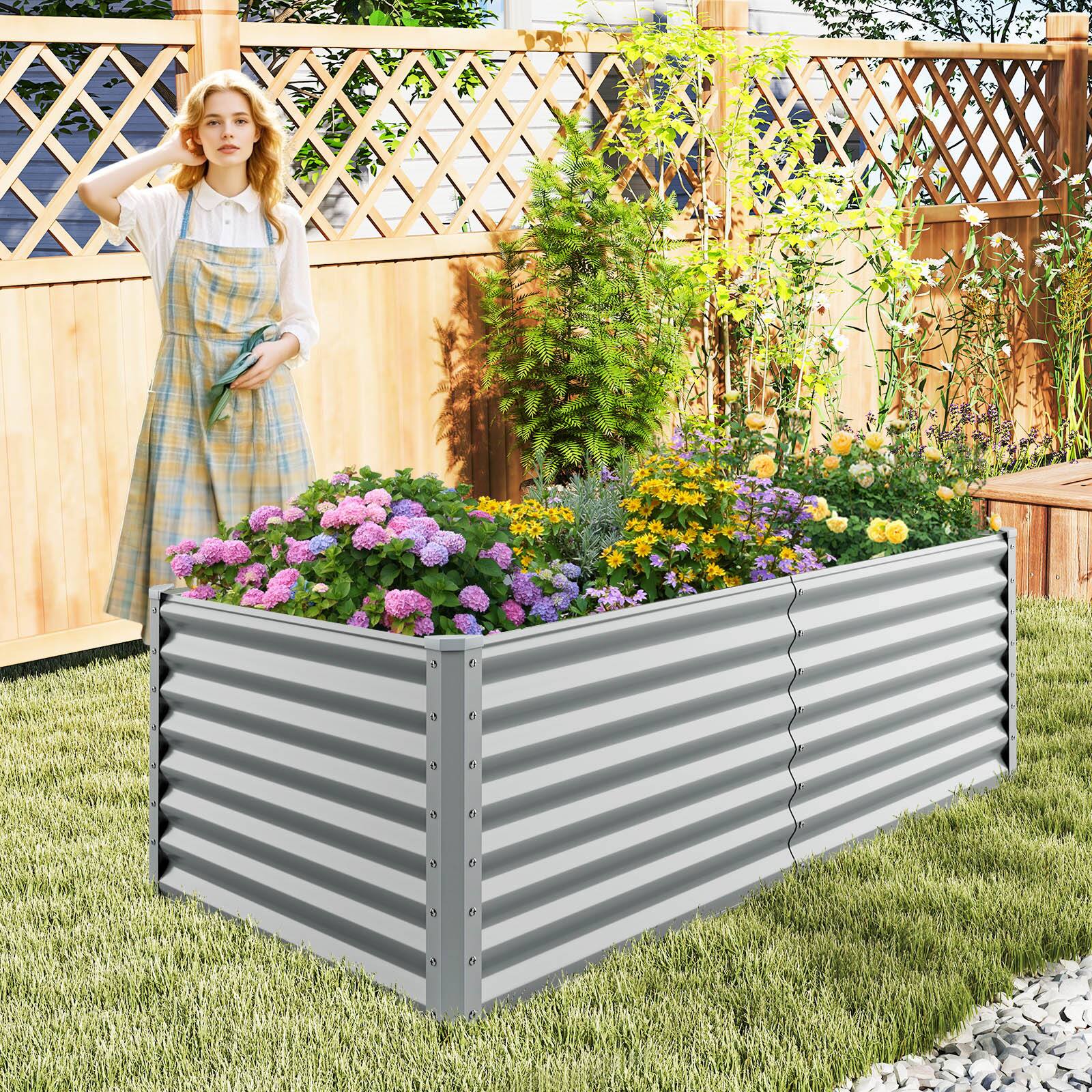 Alt View 1. Gymax - Gymax Raised Garden Bed Large Metal Planter Box Kit for Vegetable Herb 6' x 3' x 2' Gray - Gray.
