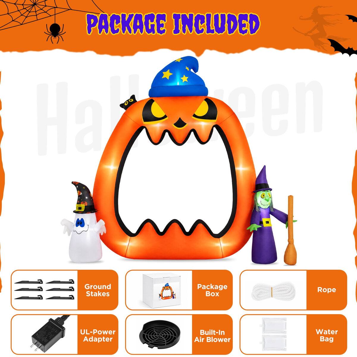PACKAGE INCLUDED

- Ground Stakes
- Package Box
- Rope
- UL-Power Adapter
- Built-In Air Blower
- Water Bag
