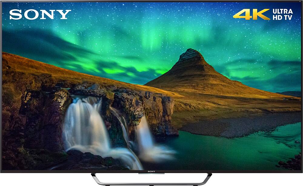 Front. Sony - 75" Class (74.5" Diag.) - LED - 2160p - Smart - 3D - 4K Ultra HD TV - Black.