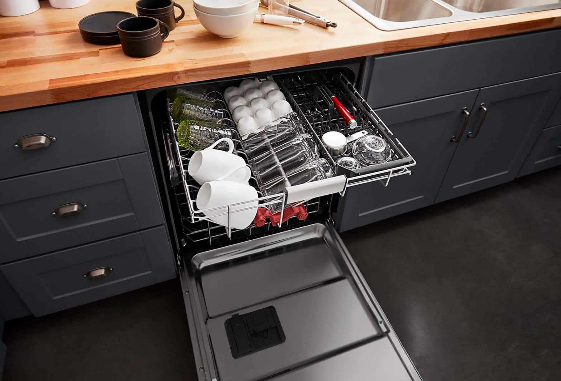 Alt View 29. KitchenAid - 24" Front Control Built-In Stainless Steel Tub Dishwasher with 3rd Rack, 50+ Total Wash Jets, 44 dBA - Stainless Steel.