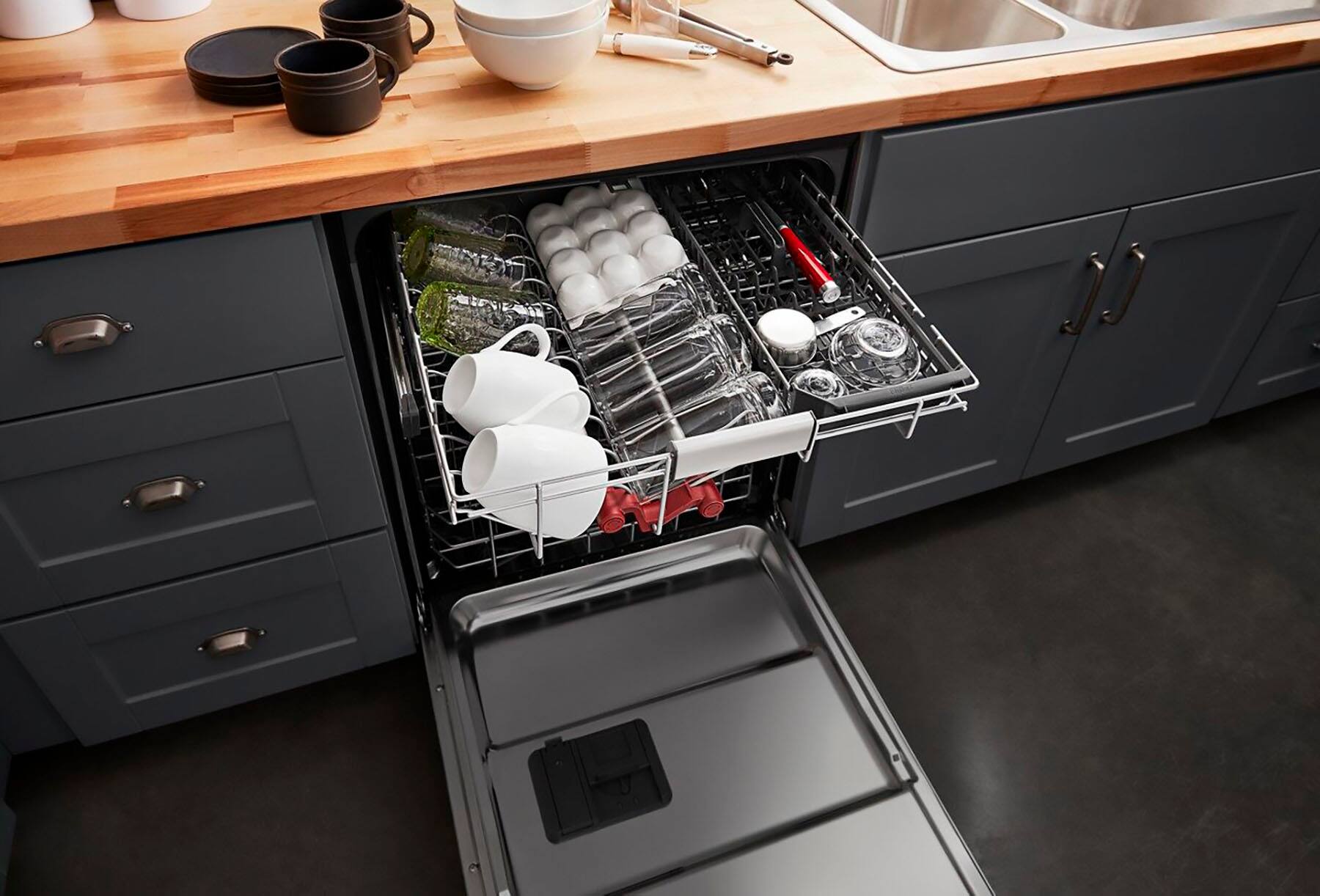 Alt View 29. KitchenAid - 24" Front Control Built-In Stainless Steel Tub Dishwasher with 3rd Rack, 50+ Total Wash Jets, 44 dBA - Stainless Steel.