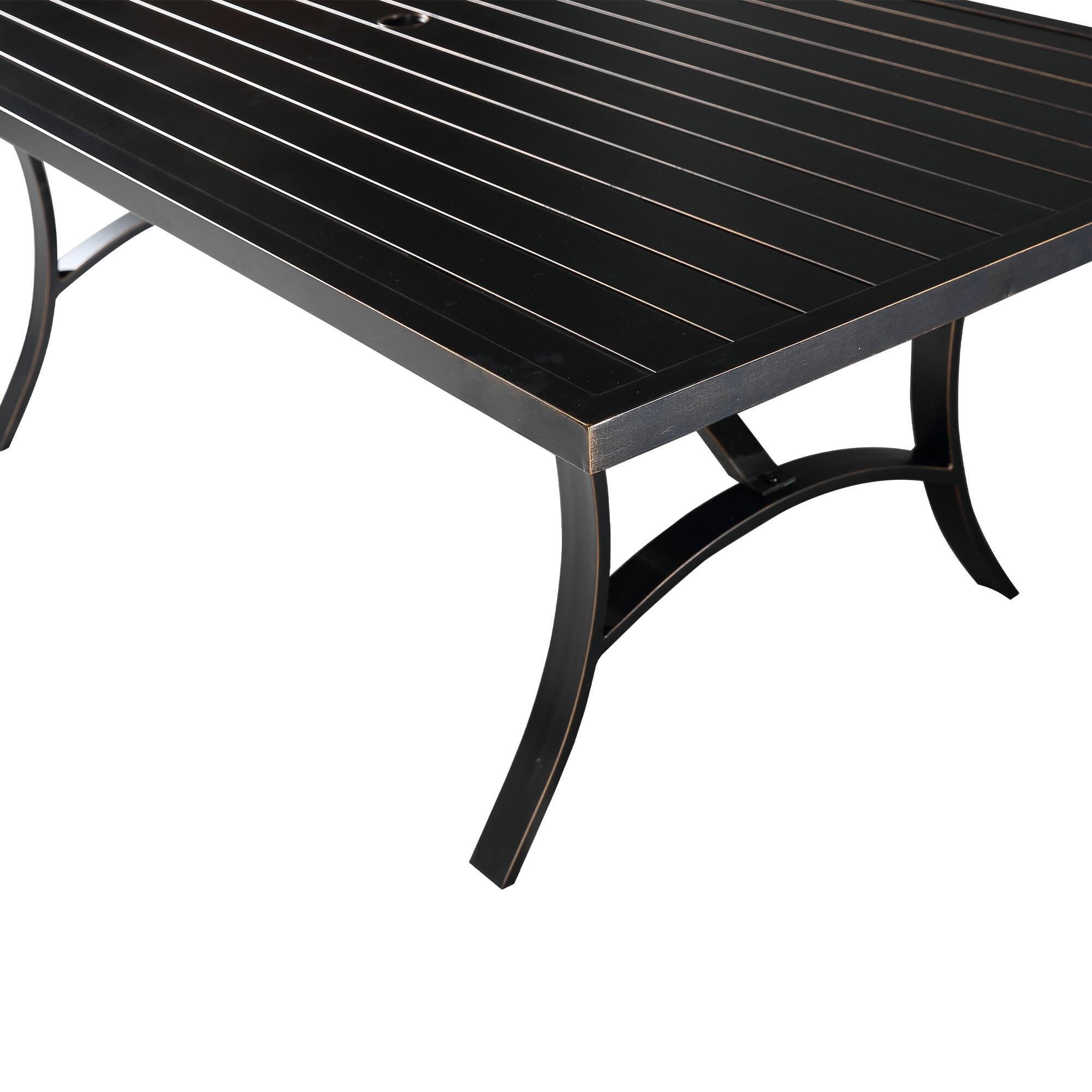 Alt View 5. Mondawe - Outdoor Aluminum Dining Table with Umbrella Hole - Black.