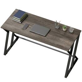 Homcom - Inch Computer Desk, Industrial Writing Desk with Z-Shaped Metal Leg, Study Table for Home Office - Distressed Gray