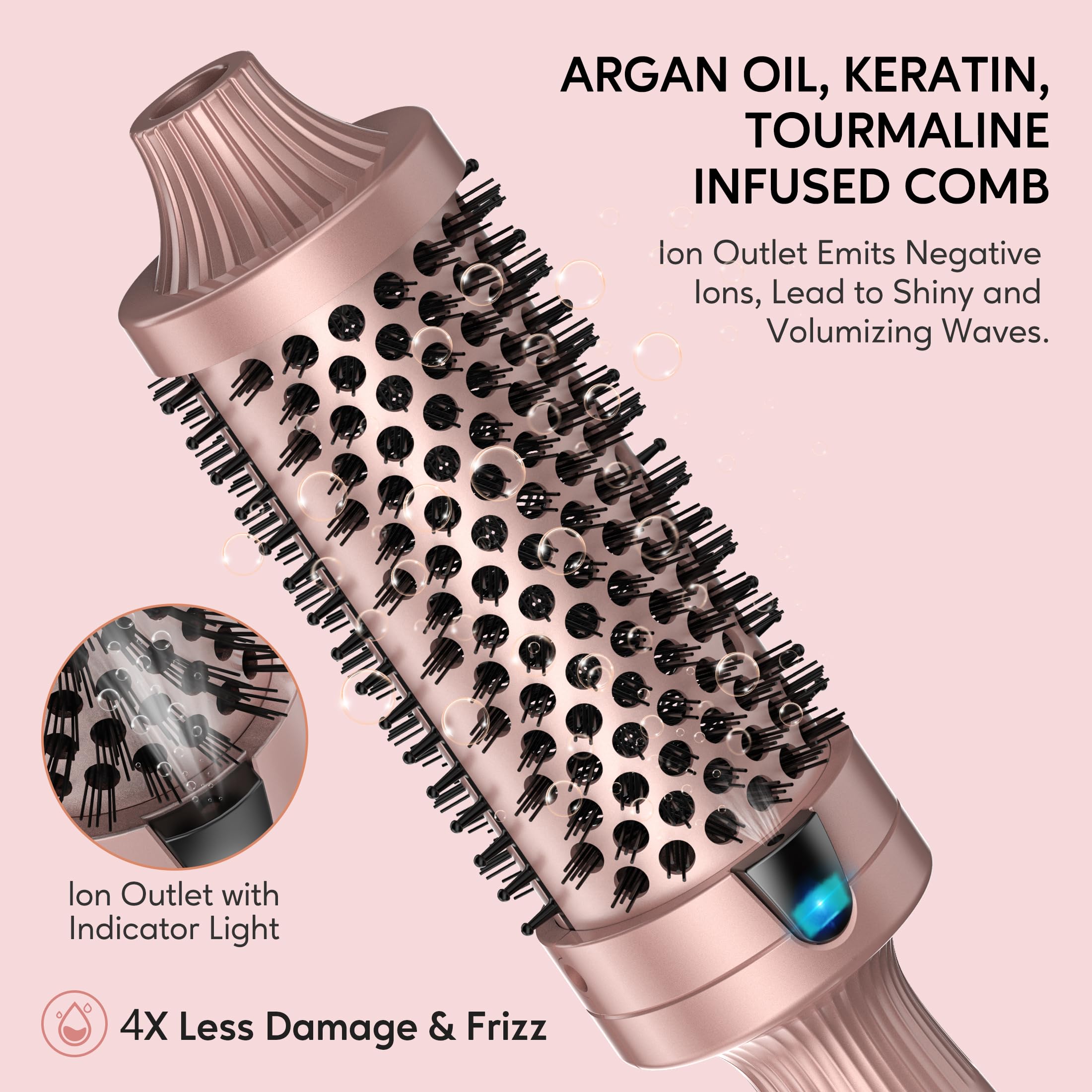 ARGAN OIL, KERATIN, TOURMALINE INFUSED COMB

Ion Outlet Emits Negative Ions, Lead to Shiny and Volumizing Waves.

Ion Outlet with Indicator Light

4X Less Damage & Frizz